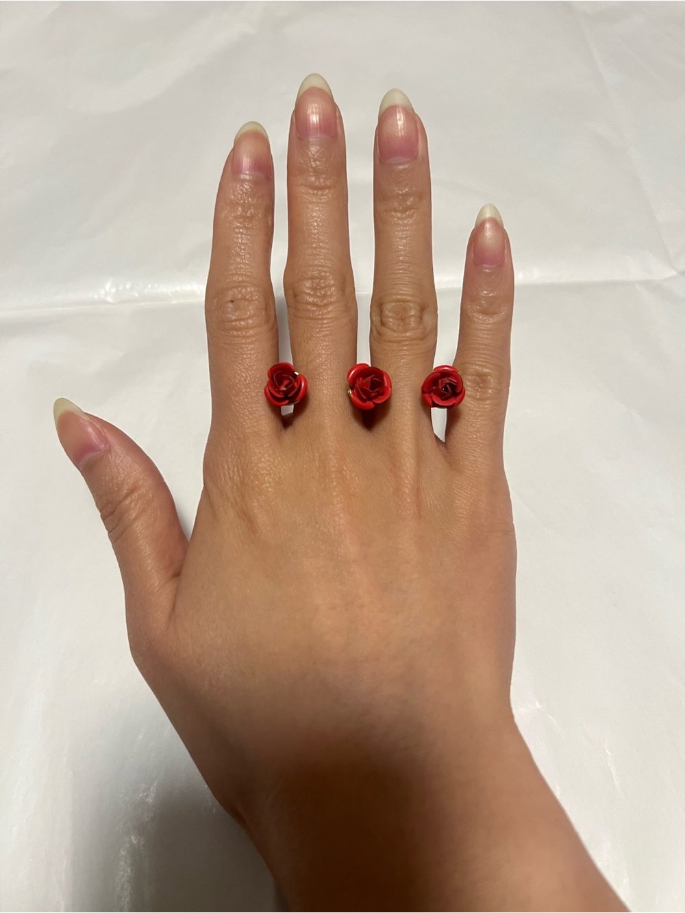 Red Rose Resin 2 Finger Ring - Women Jewelry